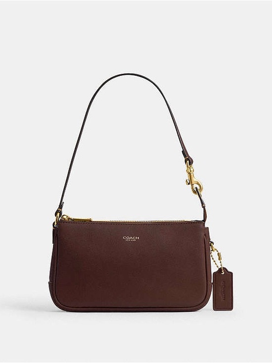 Coach Handbags - Coach Chocolate Brown Leather Shoulder Pouch with Gold Hardware